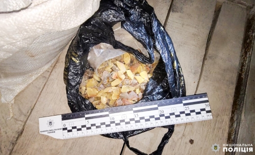 Зберігав 68 кілограмів бурштину: поліцейські задокументували злочинну діяльність жителя Вараша